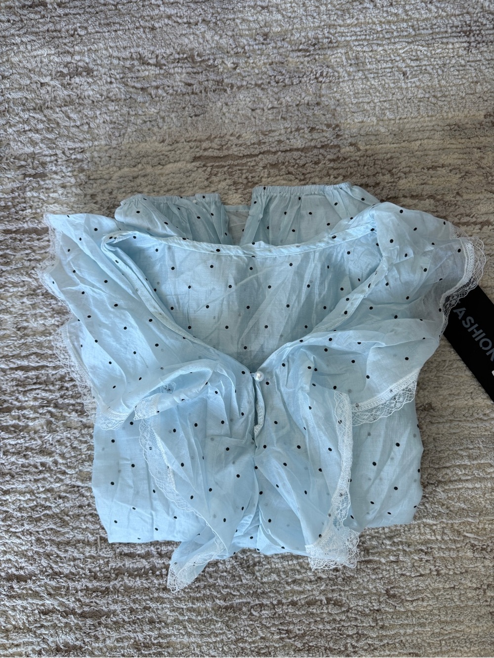 Light Blue Polka Dot Sheer Blouse